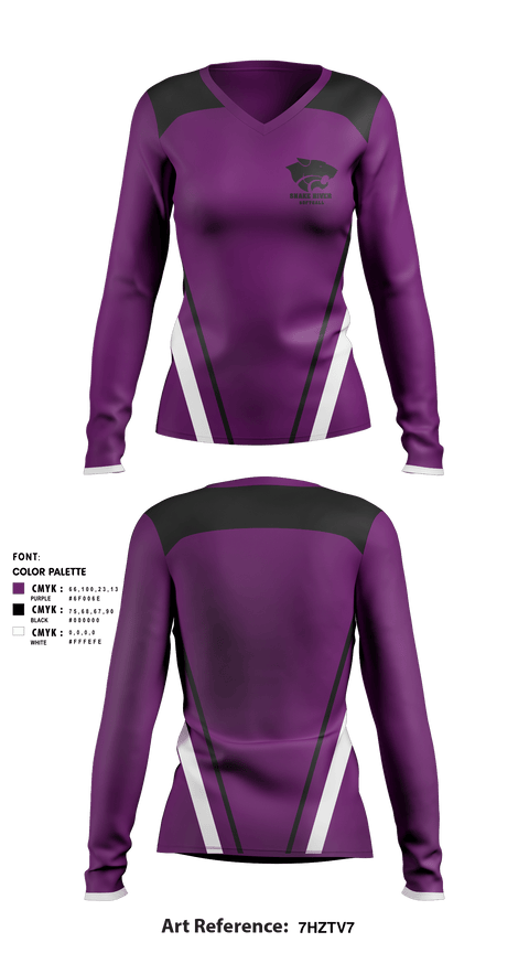 Women's Long Sleeve Vneck Shirt, Snake River High School Softball, Softball, Teamtime, Team time, sublimation, custom sports apparel, team uniforms, spirit wear, spiritwear, sports uniforms, custom shirts, team store, custom team store, fundraiser sports, apparel fundraiser