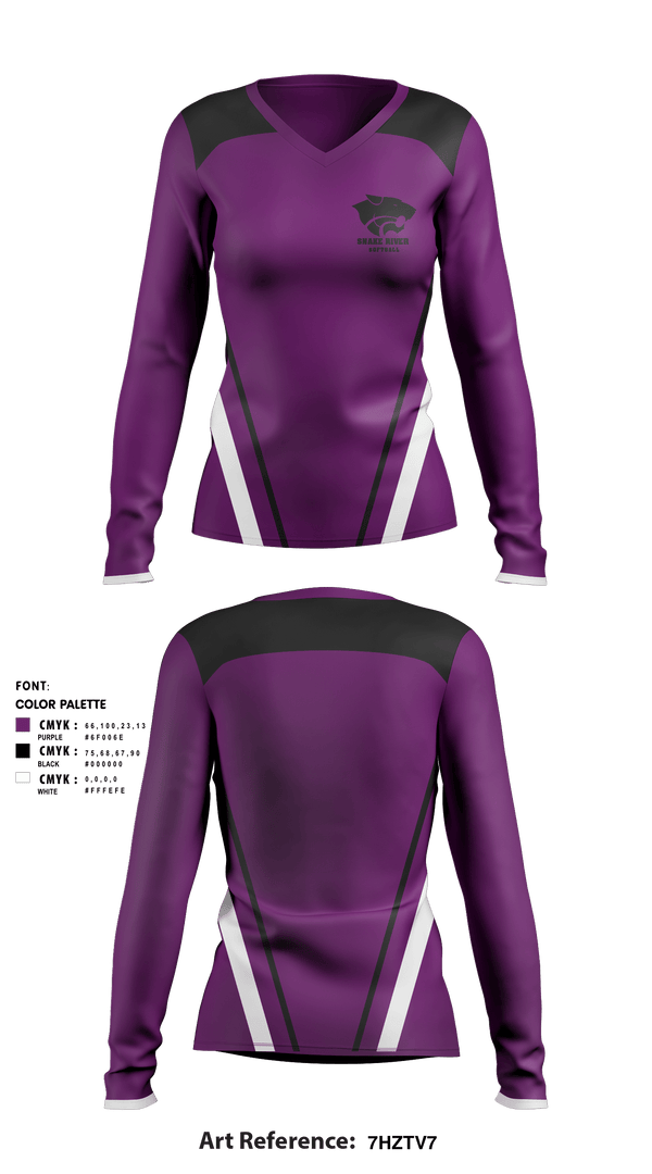 Women's Long Sleeve Vneck Shirt, Snake River High School Softball, Softball, Teamtime, Team time, sublimation, custom sports apparel, team uniforms, spirit wear, spiritwear, sports uniforms, custom shirts, team store, custom team store, fundraiser sports, apparel fundraiser
