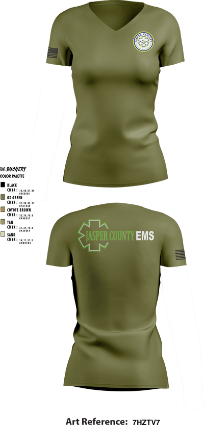 Jasper County EMS 69252235 Women's Short Sleeve V-neck Shirt - 2