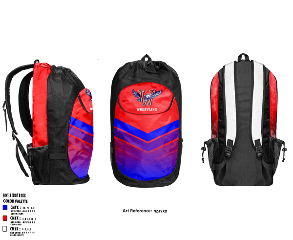 Gear Bag, Wellsville High School Wrestling, Wrestling, Teamtime, Team time, sublimation, custom sports apparel, team uniforms, spirit wear, spiritwear, sports uniforms, custom shirts, team store, custom team store, fundraiser sports, apparel fundraiser