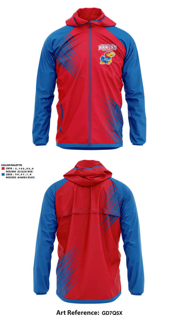 Windbreaker, University of Kansas Softball, Softball, Teamtime, Team time, sublimation, custom sports apparel, team uniforms, spirit wear, spiritwear, sports uniforms, custom shirts, team store, custom team store, fundraiser sports, apparel fundraiser