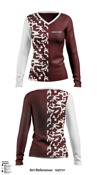 Women's Long Sleeve Vneck Shirt, Eagle View Elementary School, Spirit Store, Teamtime, Team time, sublimation, custom sports apparel, team uniforms, spirit wear, spiritwear, sports uniforms, custom shirts, team store, custom team store, fundraiser sports, apparel fundraiser