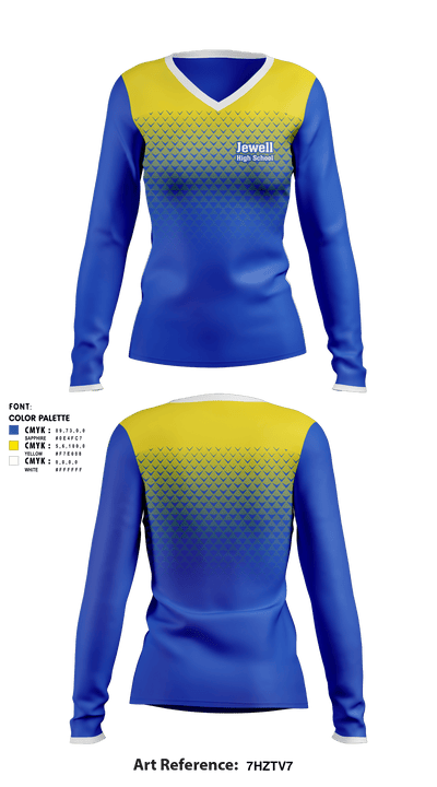 Jewell High School 98009347 Women's Long Sleeve V-neck Shirt - 1