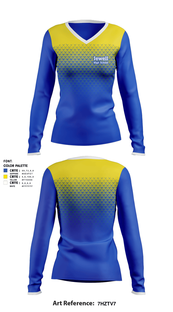 Women's Long Sleeve Vneck Shirt, Jewell High School, Spirit Store, Teamtime, Team time, sublimation, custom sports apparel, team uniforms, spirit wear, spiritwear, sports uniforms, custom shirts, team store, custom team store, fundraiser sports, apparel fundraiser