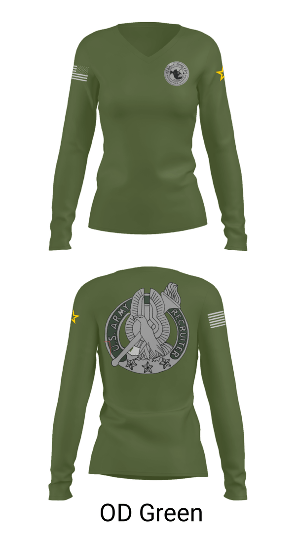 Women's Long Sleeve Vneck Shirt, , Army, Teamtime, Team time, sublimation, custom sports apparel, team uniforms, spirit wear, spiritwear, sports uniforms, custom shirts, team store, custom team store, fundraiser sports, apparel fundraiser
