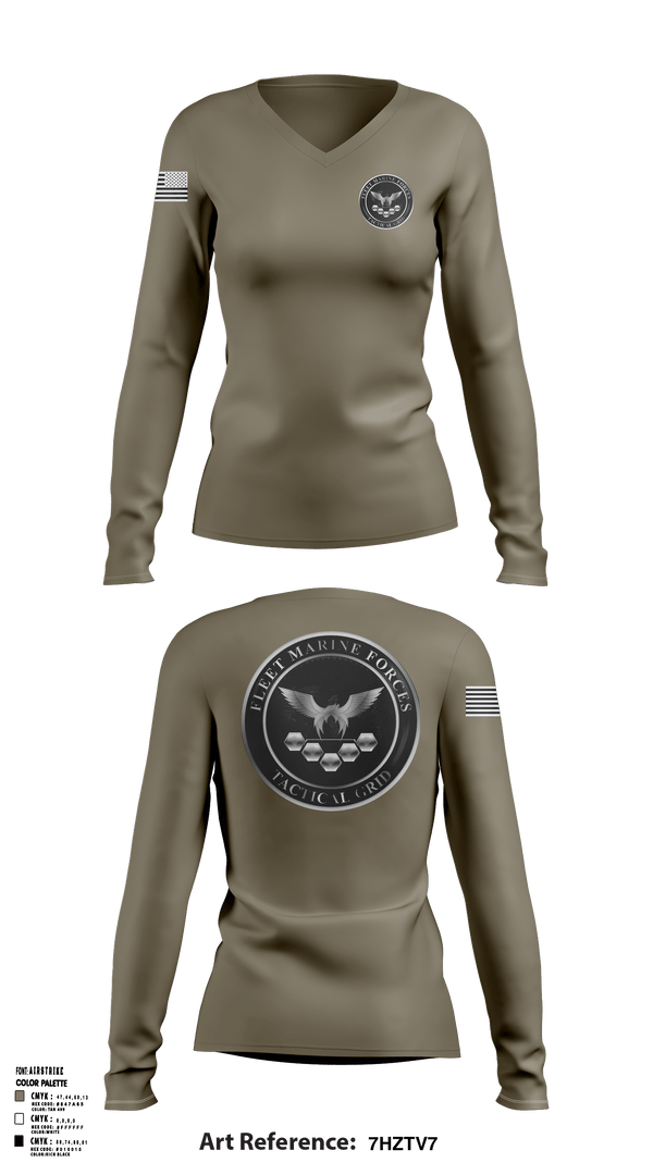 Women's Long Sleeve Vneck Shirt, , Marines, Teamtime, Team time, sublimation, custom sports apparel, team uniforms, spirit wear, spiritwear, sports uniforms, custom shirts, team store, custom team store, fundraiser sports, apparel fundraiser