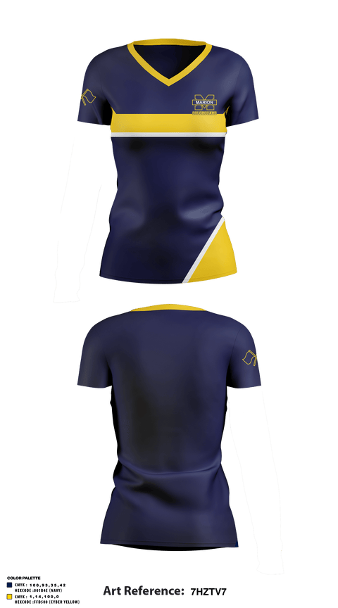 Women's Short Sleeve Vneck Shirt, Marion High School Drill, Spirit Store, Teamtime, Team time, sublimation, custom sports apparel, team uniforms, spirit wear, spiritwear, sports uniforms, custom shirts, team store, custom team store, fundraiser sports, apparel fundraiser