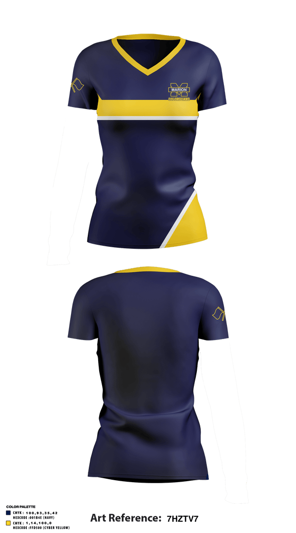 Women's Short Sleeve Vneck Shirt, Marion High School Drill, Spirit Store, Teamtime, Team time, sublimation, custom sports apparel, team uniforms, spirit wear, spiritwear, sports uniforms, custom shirts, team store, custom team store, fundraiser sports, apparel fundraiser