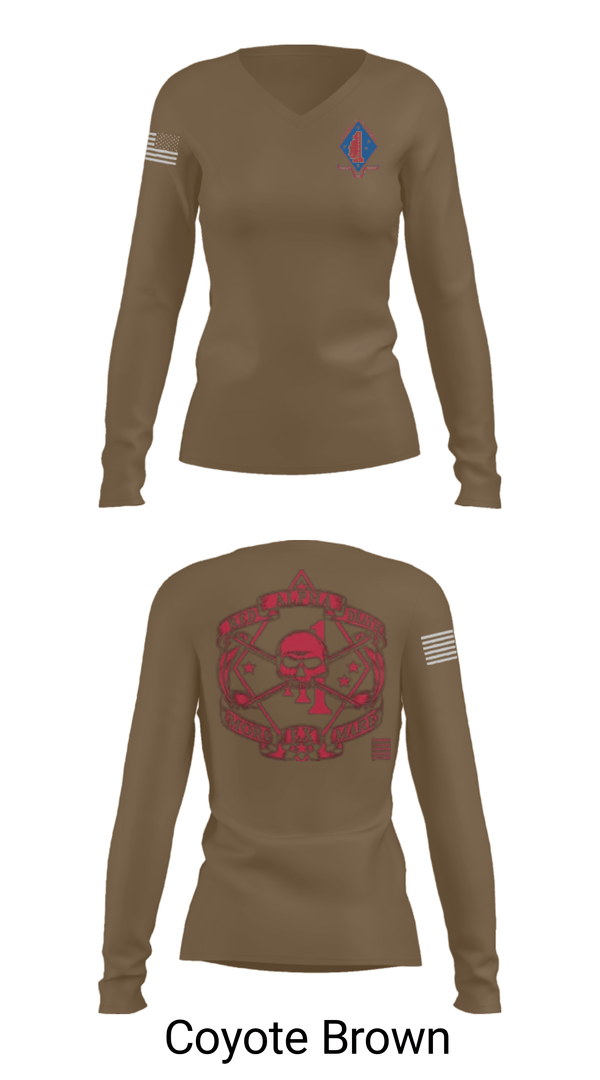 Women's Long Sleeve Vneck Shirt, , Marines, Teamtime, Team time, sublimation, custom sports apparel, team uniforms, spirit wear, spiritwear, sports uniforms, custom shirts, team store, custom team store, fundraiser sports, apparel fundraiser