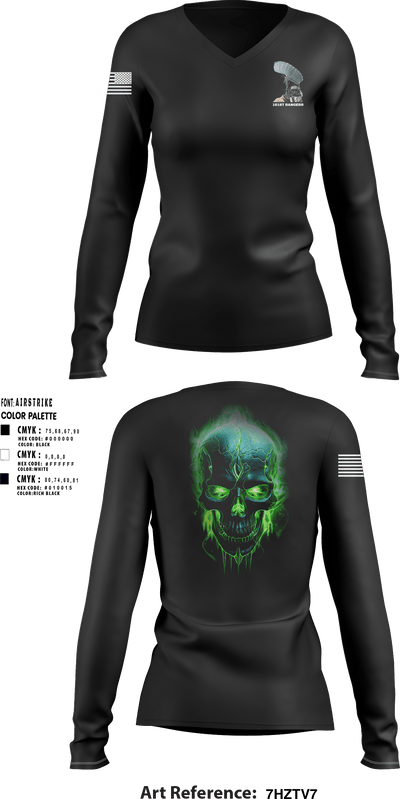 101st Rangers 33658608 Women's Long Sleeve V-neck Shirt - 1