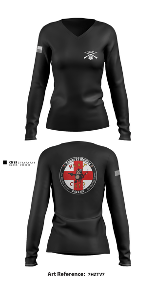 Women's Long Sleeve Vneck Shirt, , National Guard, Teamtime, Team time, sublimation, custom sports apparel, team uniforms, spirit wear, spiritwear, sports uniforms, custom shirts, team store, custom team store, fundraiser sports, apparel fundraiser