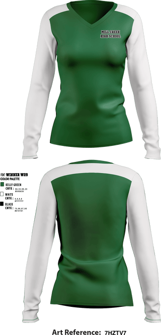 Women's Long Sleeve Vneck Shirt, Mill Creek High School, Spirit Store, Teamtime, Team time, sublimation, custom sports apparel, team uniforms, spirit wear, spiritwear, sports uniforms, custom shirts, team store, custom team store, fundraiser sports, apparel fundraiser