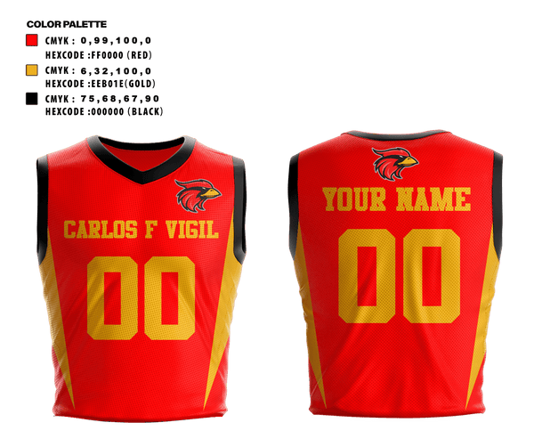 Basketball Uniform, Carlos F Vigil Middle School Basketball, Women's Basketball, Teamtime, Team time, sublimation, custom sports apparel, team uniforms, spirit wear, spiritwear, sports uniforms, custom shirts, team store, custom team store, fundraiser sports, apparel fundraiser