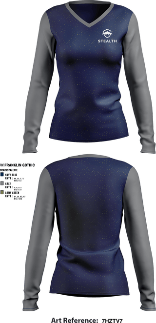 Women's Long Sleeve Vneck Shirt, Stealth customs, , Teamtime, Team time, sublimation, custom sports apparel, team uniforms, spirit wear, spiritwear, sports uniforms, custom shirts, team store, custom team store, fundraiser sports, apparel fundraiser