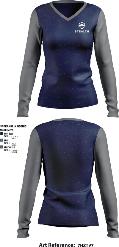 Stealth customs 84323734 Women's Long Sleeve V-neck Shirt - 1