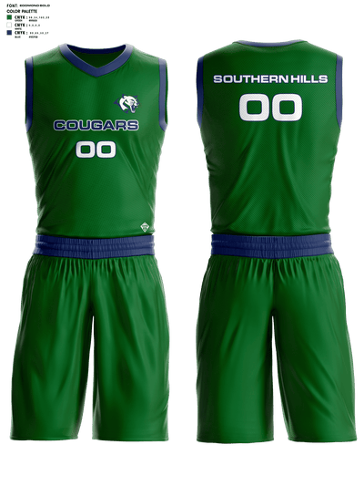 Southern Hills MS Basketball Reversible Basketball Uniform (Green/White) - 1
