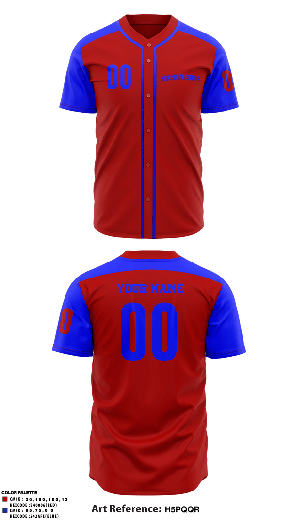 Two Button Baseball Jersey, Miami Florida, Baseball, Teamtime, Team time, sublimation, custom sports apparel, team uniforms, spirit wear, spiritwear, sports uniforms, custom shirts, team store, custom team store, fundraiser sports, apparel fundraiser