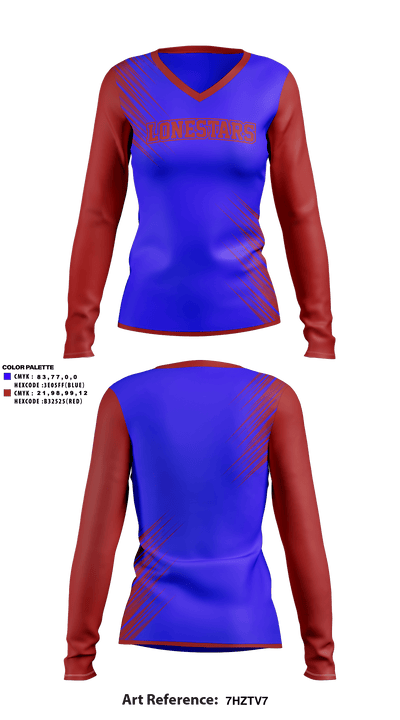 Lonestars 88321184 Women's Long Sleeve V-neck Shirt - 1