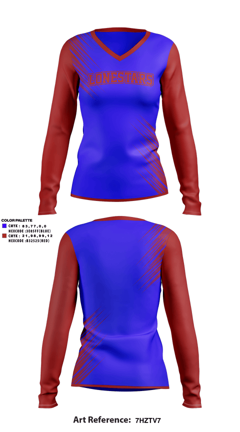 Women's Long Sleeve Vneck Shirt, Lonestars, Softball, Teamtime, Team time, sublimation, custom sports apparel, team uniforms, spirit wear, spiritwear, sports uniforms, custom shirts, team store, custom team store, fundraiser sports, apparel fundraiser