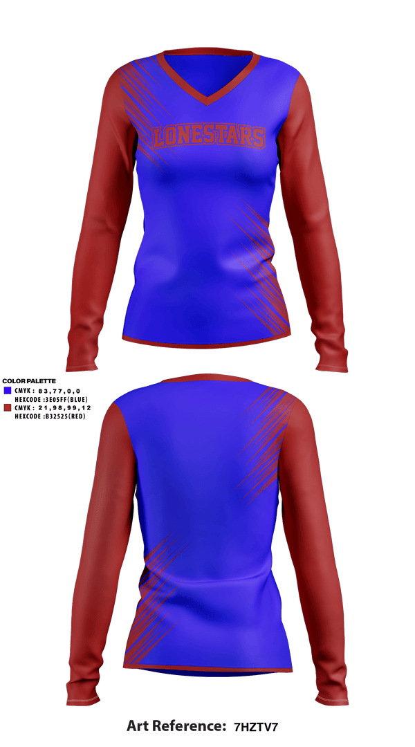 Women's Long Sleeve Vneck Shirt, Lonestars, Softball, Teamtime, Team time, sublimation, custom sports apparel, team uniforms, spirit wear, spiritwear, sports uniforms, custom shirts, team store, custom team store, fundraiser sports, apparel fundraiser