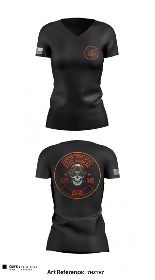 Women's Short Sleeve Vneck Shirt, Support steel hammerz, Police, Teamtime, Team time, sublimation, custom sports apparel, team uniforms, spirit wear, spiritwear, sports uniforms, custom shirts, team store, custom team store, fundraiser sports, apparel fundraiser