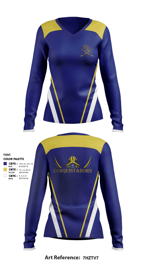 Women's Long Sleeve Vneck Shirt, Conquistadors, Softball, Teamtime, Team time, sublimation, custom sports apparel, team uniforms, spirit wear, spiritwear, sports uniforms, custom shirts, team store, custom team store, fundraiser sports, apparel fundraiser