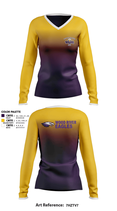 Wood River High School Cheer 55160562 Women's Long Sleeve V-neck Shirt - 1