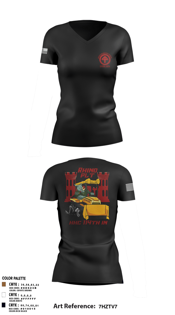Women's Short Sleeve Vneck Shirt, HHC 1-114 Infantry Brigade, , Teamtime, Team time, sublimation, custom sports apparel, team uniforms, spirit wear, spiritwear, sports uniforms, custom shirts, team store, custom team store, fundraiser sports, apparel fundraiser