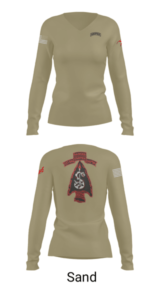 Women's Long Sleeve Vneck Shirt, , Army, Teamtime, Team time, sublimation, custom sports apparel, team uniforms, spirit wear, spiritwear, sports uniforms, custom shirts, team store, custom team store, fundraiser sports, apparel fundraiser