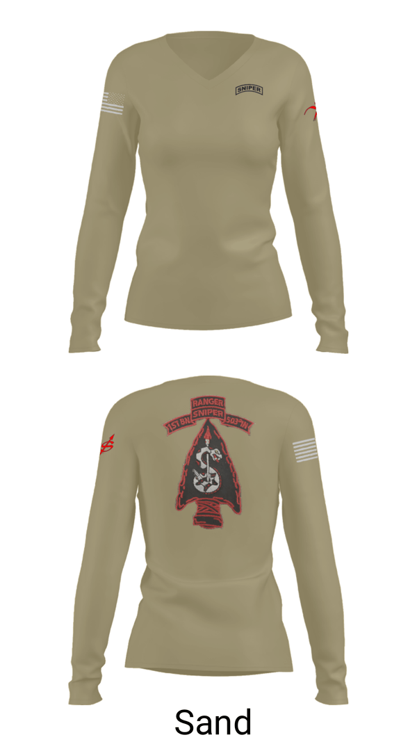 Women's Long Sleeve Vneck Shirt, , Army, Teamtime, Team time, sublimation, custom sports apparel, team uniforms, spirit wear, spiritwear, sports uniforms, custom shirts, team store, custom team store, fundraiser sports, apparel fundraiser