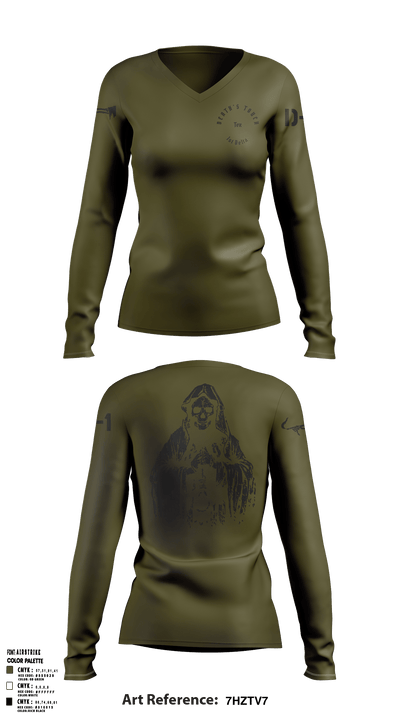 Death's Touch Tex 51753368 Women's Long Sleeve V-neck Shirt - 14