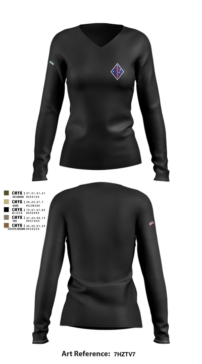 1 marine division fwd 62335436 Women's Long Sleeve V-neck Shirt - 1
