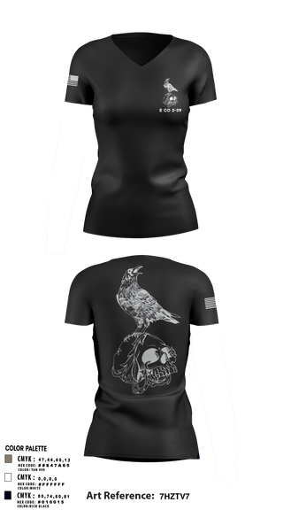 Women's Short Sleeve Vneck Shirt, E CO 2-39, Army, Teamtime, Team time, sublimation, custom sports apparel, team uniforms, spirit wear, spiritwear, sports uniforms, custom shirts, team store, custom team store, fundraiser sports, apparel fundraiser