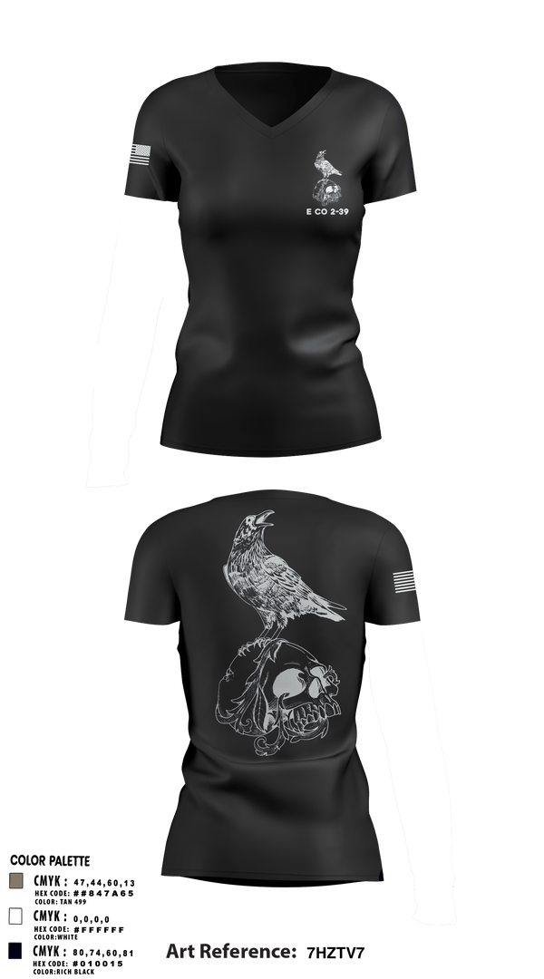 Women's Short Sleeve Vneck Shirt, E CO 2-39, Army, Teamtime, Team time, sublimation, custom sports apparel, team uniforms, spirit wear, spiritwear, sports uniforms, custom shirts, team store, custom team store, fundraiser sports, apparel fundraiser