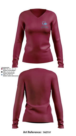 Women's Long Sleeve Vneck Shirt, Baldwin High School, Spirit Store, Teamtime, Team time, sublimation, custom sports apparel, team uniforms, spirit wear, spiritwear, sports uniforms, custom shirts, team store, custom team store, fundraiser sports, apparel fundraiser