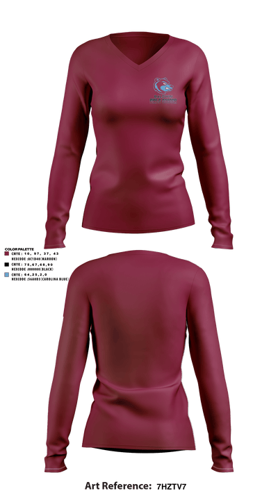 Baldwin High School 30634360 Women's Long Sleeve V-neck Shirt - 6