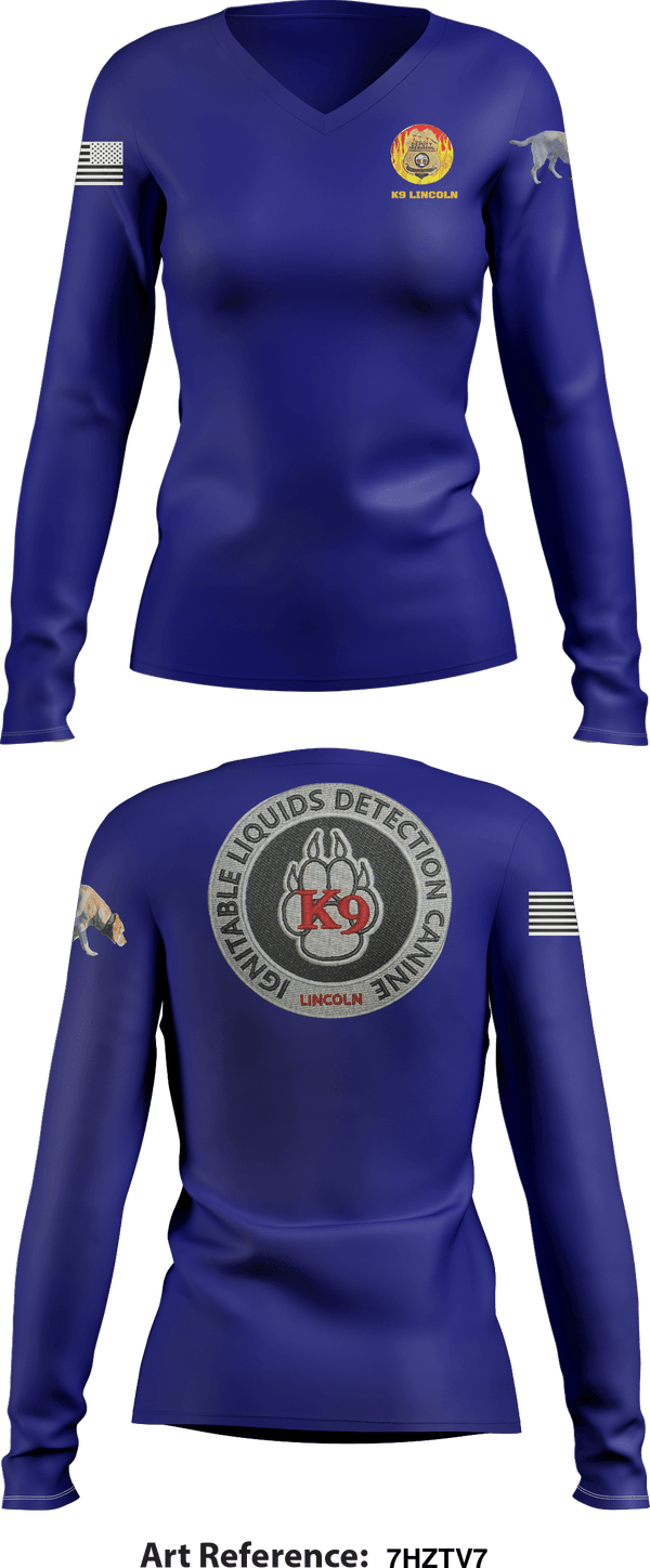 Women's Long Sleeve Vneck Shirt, Stafford County Fire Marshal's Office, Police, Teamtime, Team time, sublimation, custom sports apparel, team uniforms, spirit wear, spiritwear, sports uniforms, custom shirts, team store, custom team store, fundraiser sports, apparel fundraiser