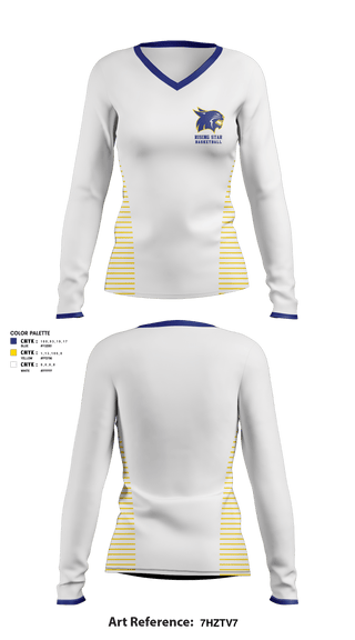 Women's Long Sleeve Vneck Shirt, Rising Star High School Basketball, Women's Basketball, Teamtime, Team time, sublimation, custom sports apparel, team uniforms, spirit wear, spiritwear, sports uniforms, custom shirts, team store, custom team store, fundraiser sports, apparel fundraiser