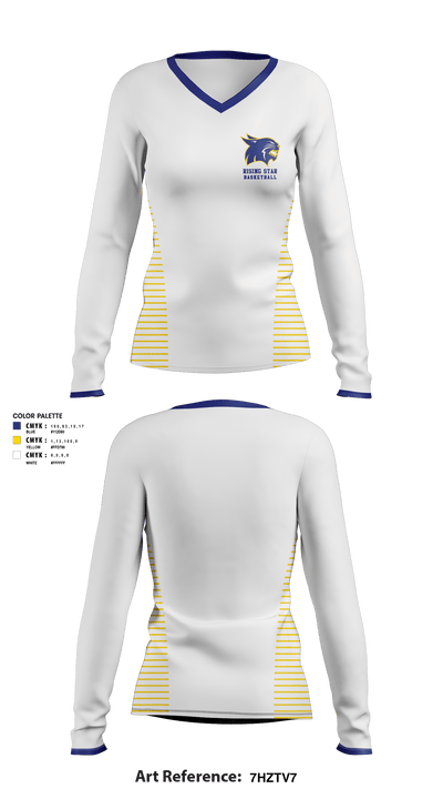 Rising Star High School Basketball 81336189 Women's Long Sleeve V-neck Shirt - 1