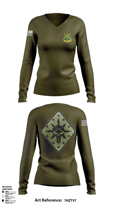 C Co 1-635th AR 23122236 Women's Long Sleeve V-neck Shirt - 2