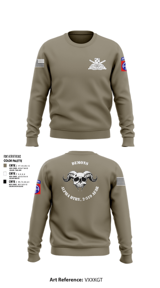 Crew Neck Sweatshirt, ALPHA BTRY, 2-319th AFAR, Army, Teamtime, Team time, sublimation, custom sports apparel, team uniforms, spirit wear, spiritwear, sports uniforms, custom shirts, team store, custom team store, fundraiser sports, apparel fundraiser
