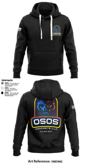 Hoodie, OSOS CONCRETE LLC, , Teamtime, Team time, sublimation, custom sports apparel, team uniforms, spirit wear, spiritwear, sports uniforms, custom shirts, team store, custom team store, fundraiser sports, apparel fundraiser