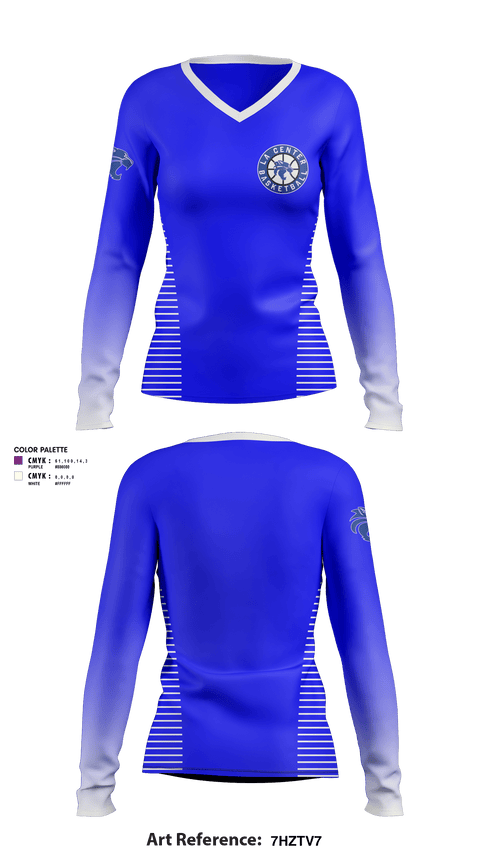 Women's Long Sleeve Vneck Shirt, La Center High School Basketball, Women's Basketball, Teamtime, Team time, sublimation, custom sports apparel, team uniforms, spirit wear, spiritwear, sports uniforms, custom shirts, team store, custom team store, fundraiser sports, apparel fundraiser