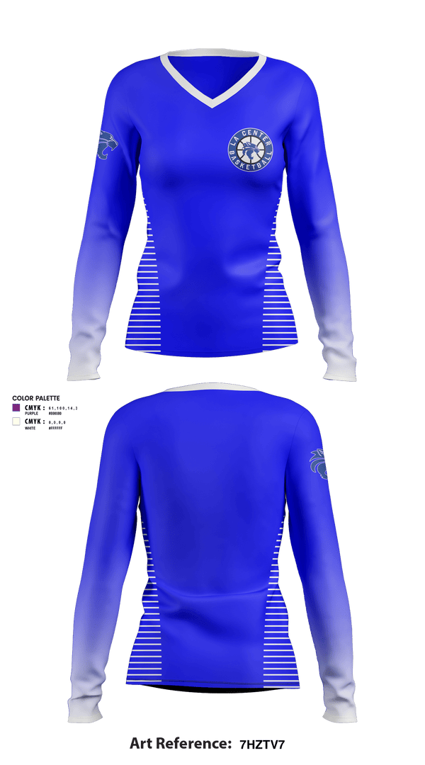 Women's Long Sleeve Vneck Shirt, La Center High School Basketball, Women's Basketball, Teamtime, Team time, sublimation, custom sports apparel, team uniforms, spirit wear, spiritwear, sports uniforms, custom shirts, team store, custom team store, fundraiser sports, apparel fundraiser