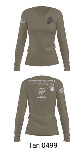 Women's Long Sleeve Vneck Shirt, , Marines, Teamtime, Team time, sublimation, custom sports apparel, team uniforms, spirit wear, spiritwear, sports uniforms, custom shirts, team store, custom team store, fundraiser sports, apparel fundraiser
