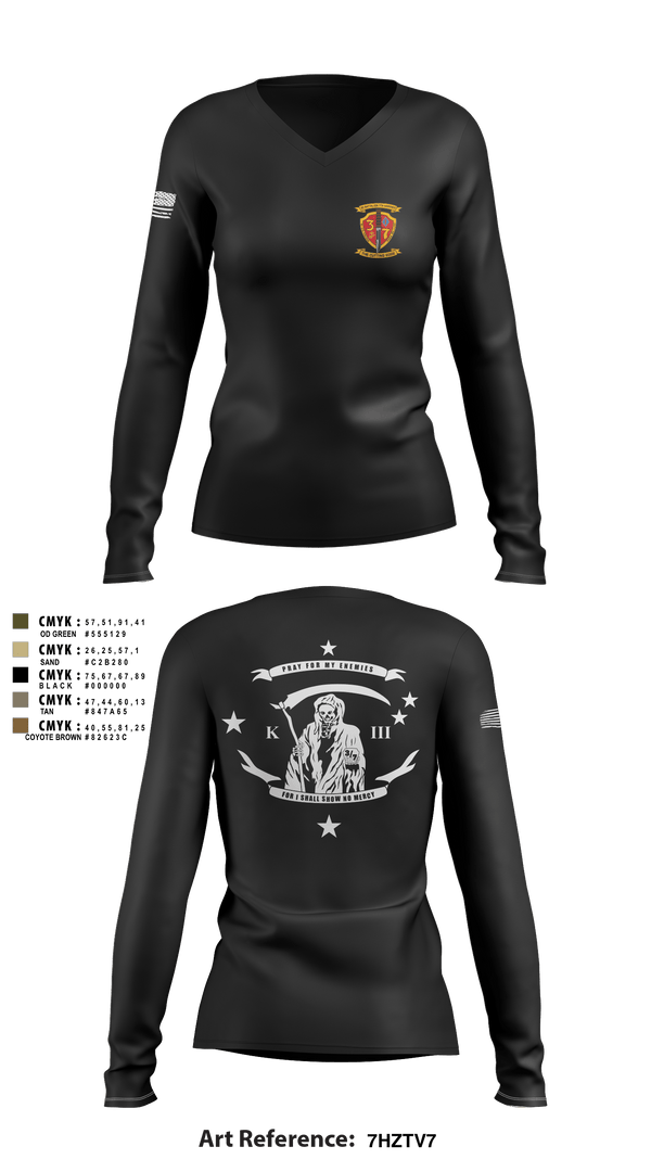 Women's Long Sleeve Vneck Shirt, , Marines, Teamtime, Team time, sublimation, custom sports apparel, team uniforms, spirit wear, spiritwear, sports uniforms, custom shirts, team store, custom team store, fundraiser sports, apparel fundraiser