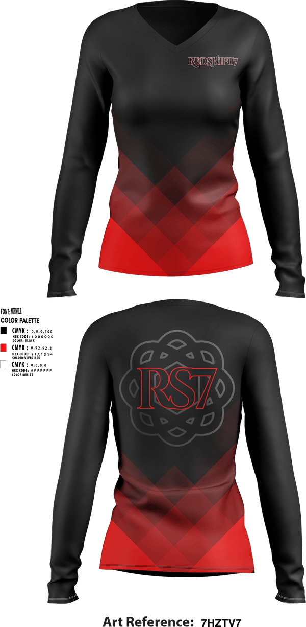 Women's Long Sleeve Vneck Shirt, Redshift7Redshift7, Spirit Store, Teamtime, Team time, sublimation, custom sports apparel, team uniforms, spirit wear, spiritwear, sports uniforms, custom shirts, team store, custom team store, fundraiser sports, apparel fundraiser