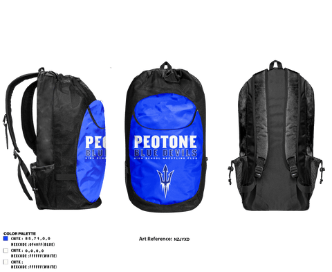 Gear Bag, Peotone Blue Devils, Wrestling, Teamtime, Team time, sublimation, custom sports apparel, team uniforms, spirit wear, spiritwear, sports uniforms, custom shirts, team store, custom team store, fundraiser sports, apparel fundraiser