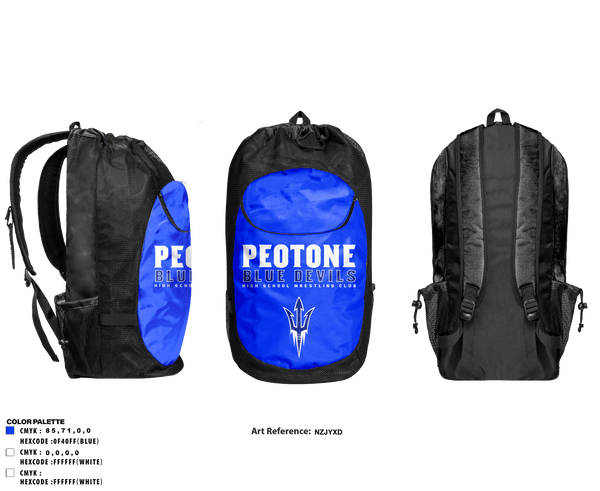 Gear Bag, Peotone Blue Devils, Wrestling, Teamtime, Team time, sublimation, custom sports apparel, team uniforms, spirit wear, spiritwear, sports uniforms, custom shirts, team store, custom team store, fundraiser sports, apparel fundraiser