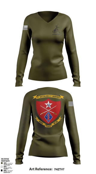 Women's Long Sleeve Vneck Shirt, , Marines, Teamtime, Team time, sublimation, custom sports apparel, team uniforms, spirit wear, spiritwear, sports uniforms, custom shirts, team store, custom team store, fundraiser sports, apparel fundraiser